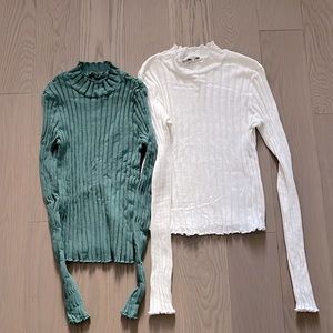 Cotton long sleeve T shirt×2